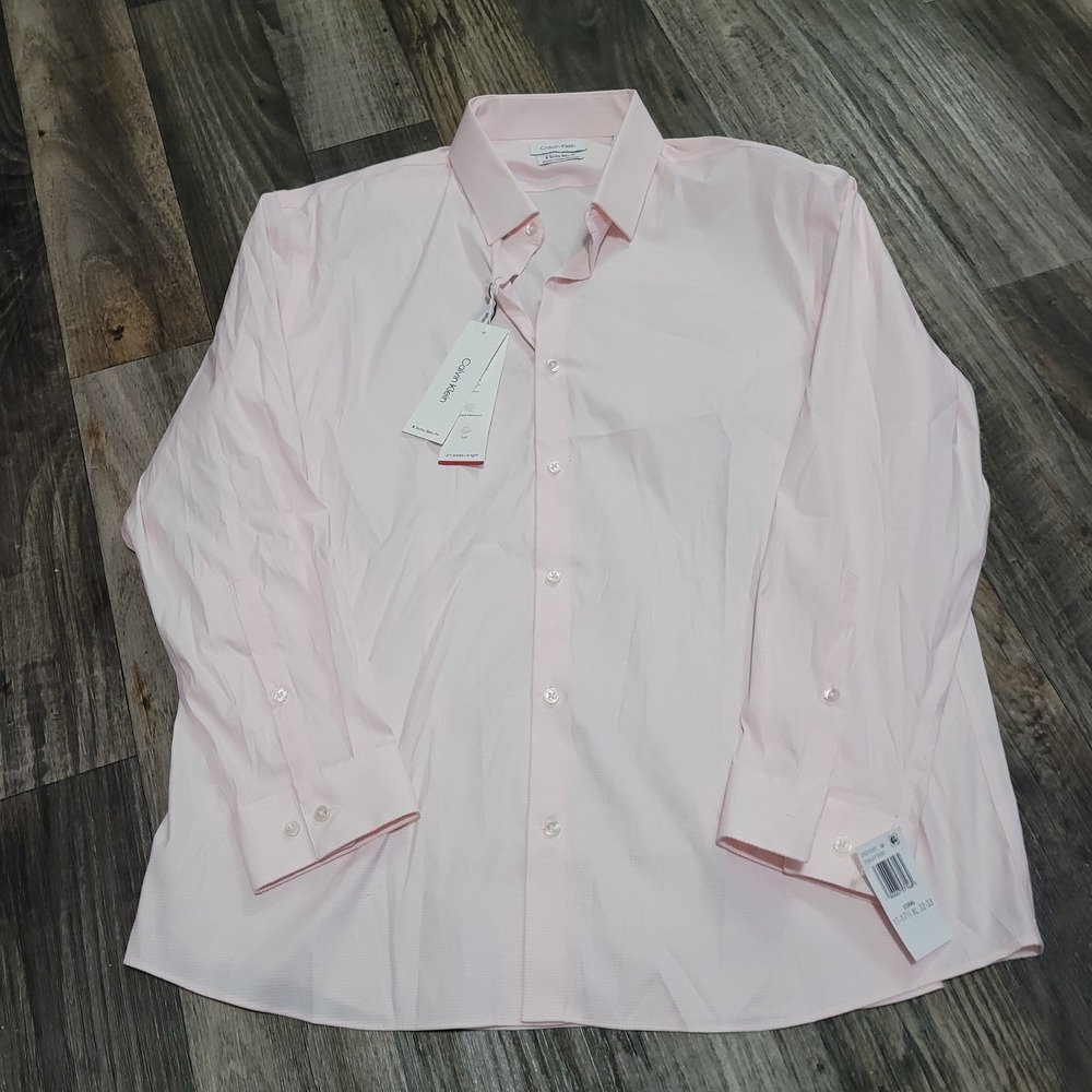 Calvin Klein Shirt‎ Mens XL Pink Slim Fit Dress Button Up NWT